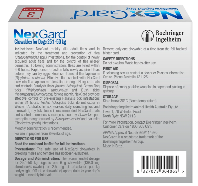 NexGard Chewables for Large Dogs (60.1–121 lbs) – Red