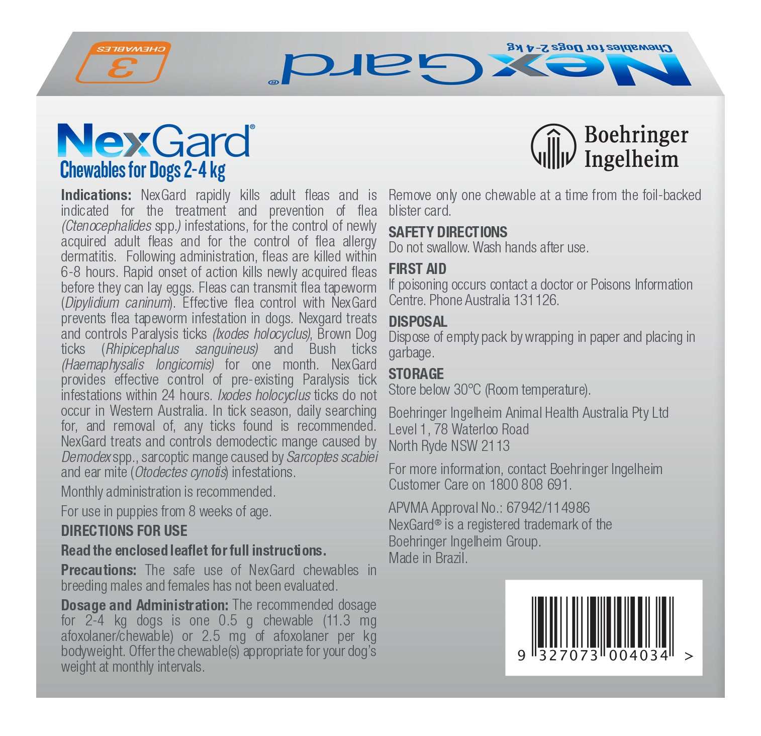NexGard Extra Small Dog Monthly Flea & Tick Prevention Chewables