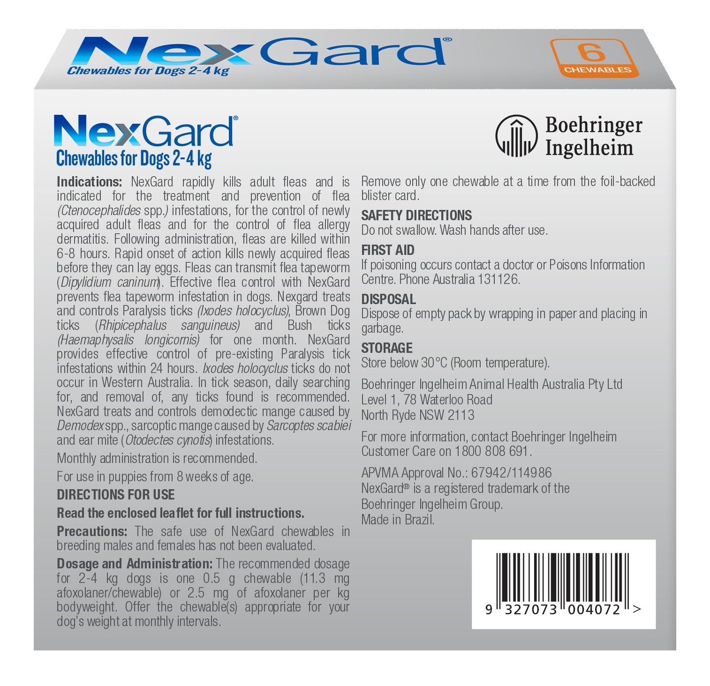 NexGard Extra Small Dog Monthly Flea & Tick Prevention Chewables